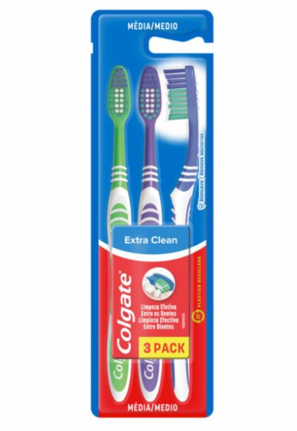 COLGATE CEPILLO EXTRA CLEAN MEDIO X 3