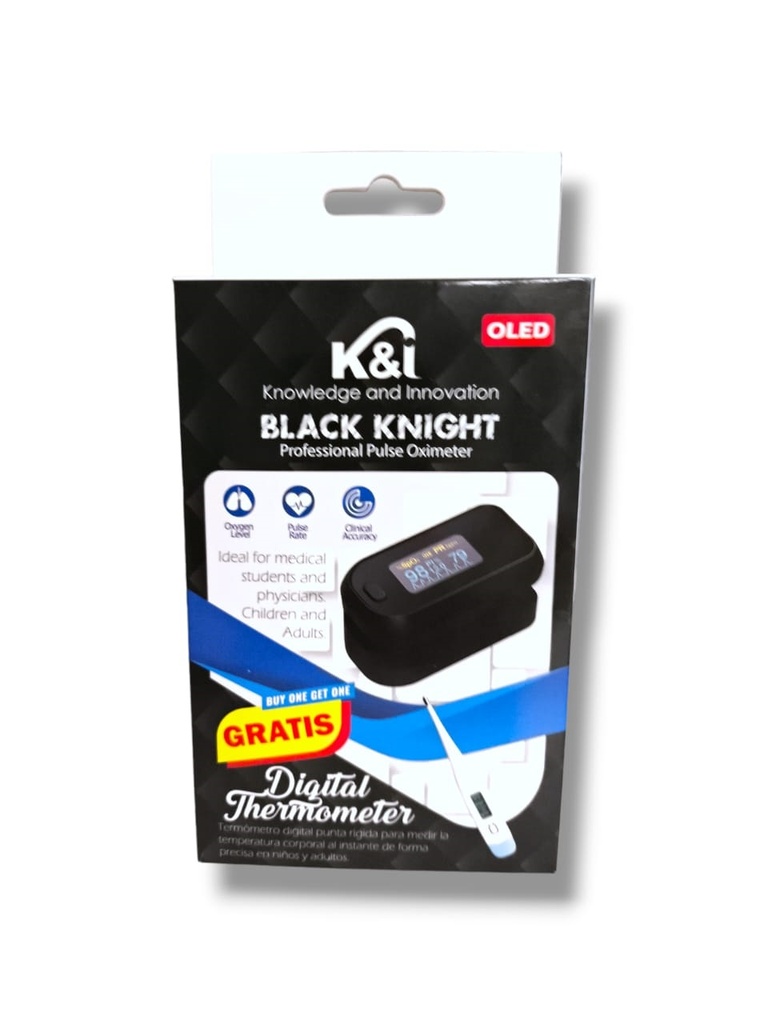 OXIMETRO PROFESIONAL BLACK NIGHT + TERMOMETRO KI