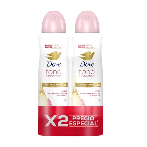 [7861001363326] DOVE SPRAY TONO UNIFORME ROSAS 150 ML COMBO X 2